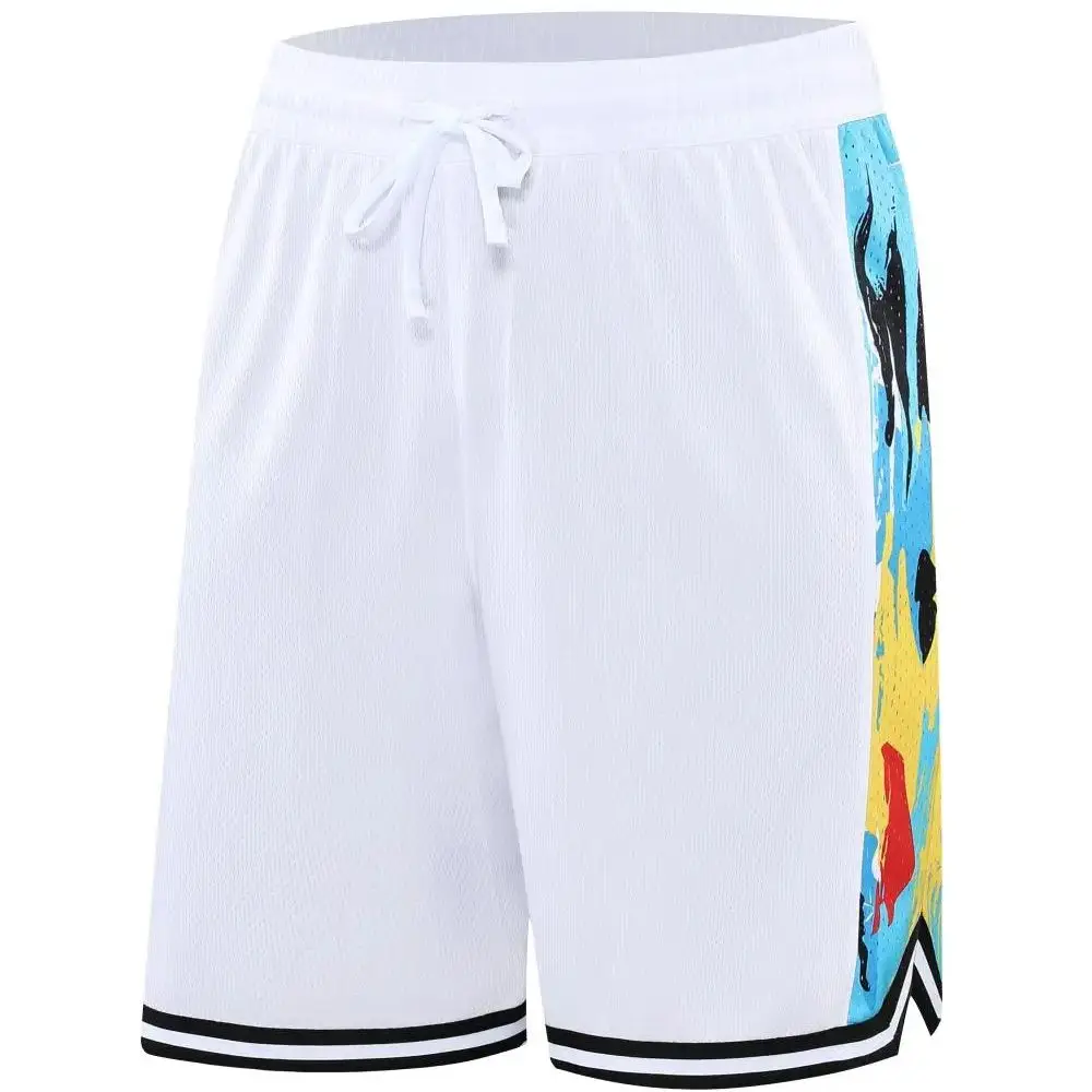 Short de basket-ball longueur genou pour homme, vêtements de sport respirants, séchage rapide, pantalon d\'entraînement de fitness, course à pied,