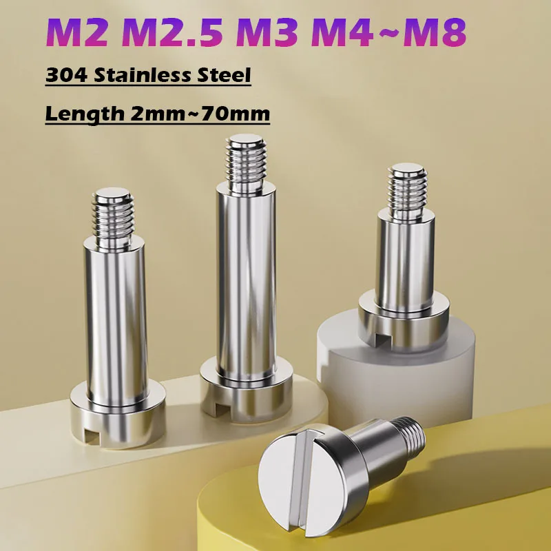 M2 M2.5 M3 M4 M5 M6 M8 M10 304 Stainless Steel Slotted One-word Slot Positioning Shoulder Step Screws Bearing Bolts L 2mm~80mm