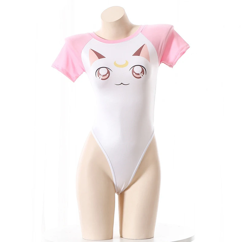 Anilv Pool Party Anime Meisje Student Bodysuit Badpak Uniform Kostuum Zomer Strand Vrouwen Cartoon Eendelig Badmode Cosplay