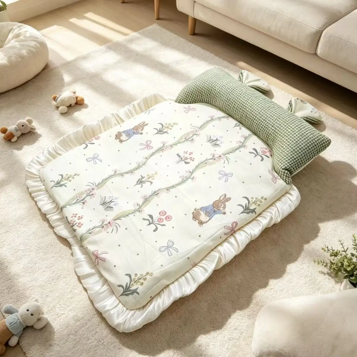 Baby sleeping pad with pillow, newborn foldable sleeping pad, newborn bed in bed, baby sleeping pad, baby crib