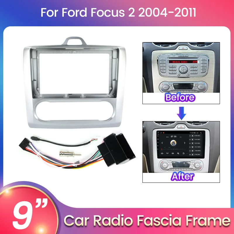 9 Zoll Autoradio Stereo DVD Panel Rahmen Adapter für Ford Focus 2 mk2 05-08 mk 2,5 09-13 Audio Dashboard Dask Kit Gesicht Faszie Linie
