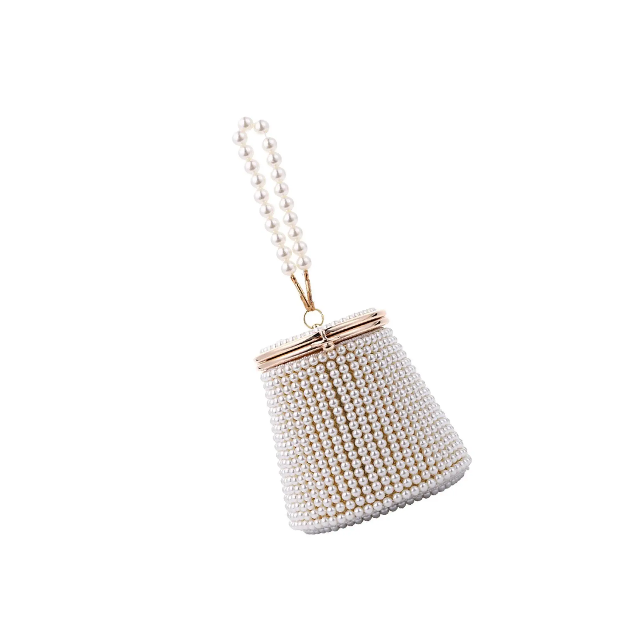 Bolso de cubo de perlas de moda natural bolso de mano bolso de perlas para cena de noche