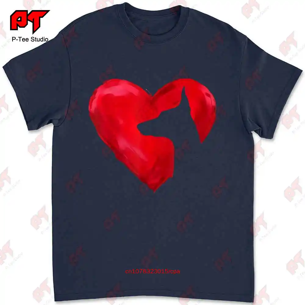 Doberman Heart Silhouette Valentines Day Dog Lover Gift T-shirt 4E00