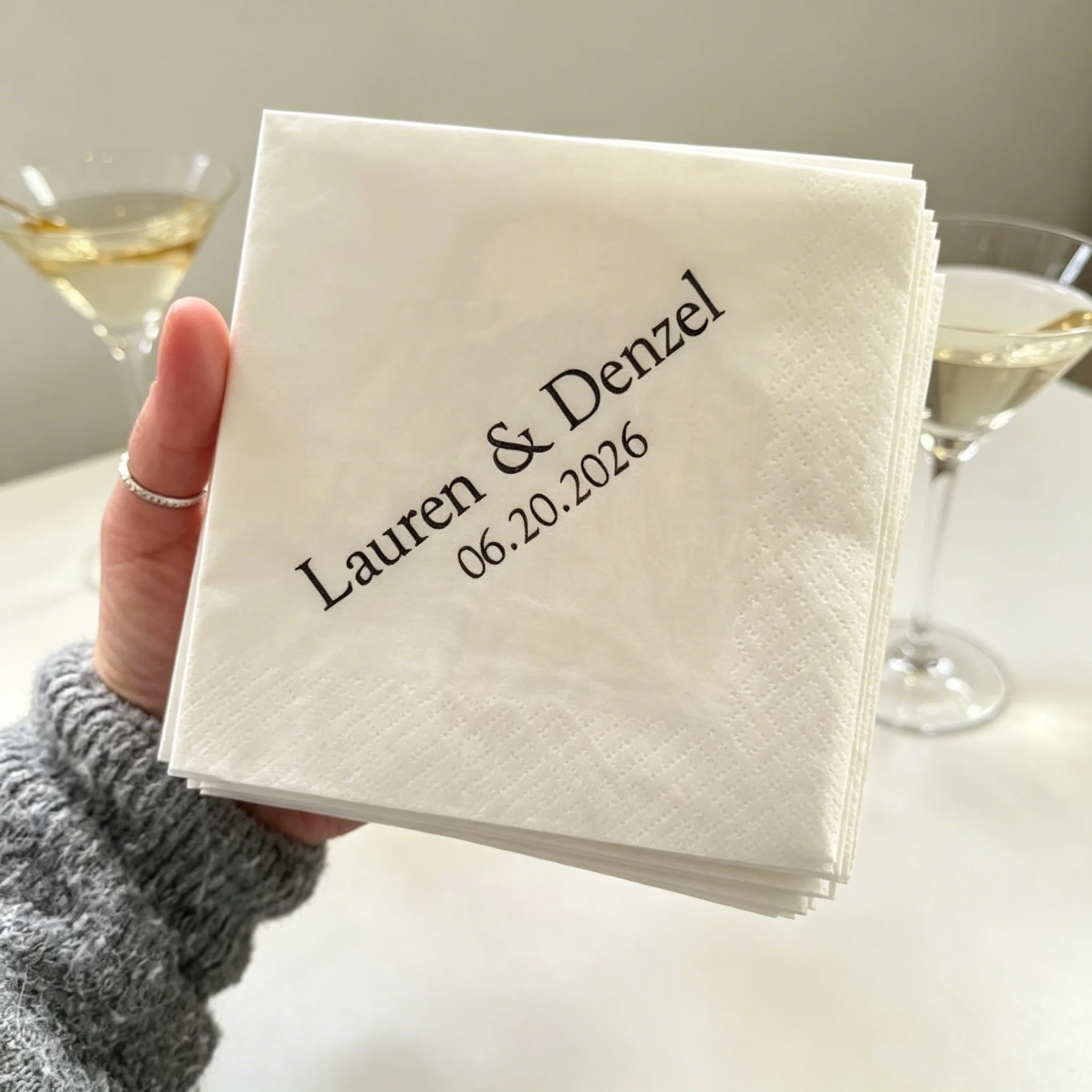 

50pcs Personalized Napkins Personalized Napkins Wedding Personalized Cocktail Beverage Paper Anniversary Party Monogram Custom L