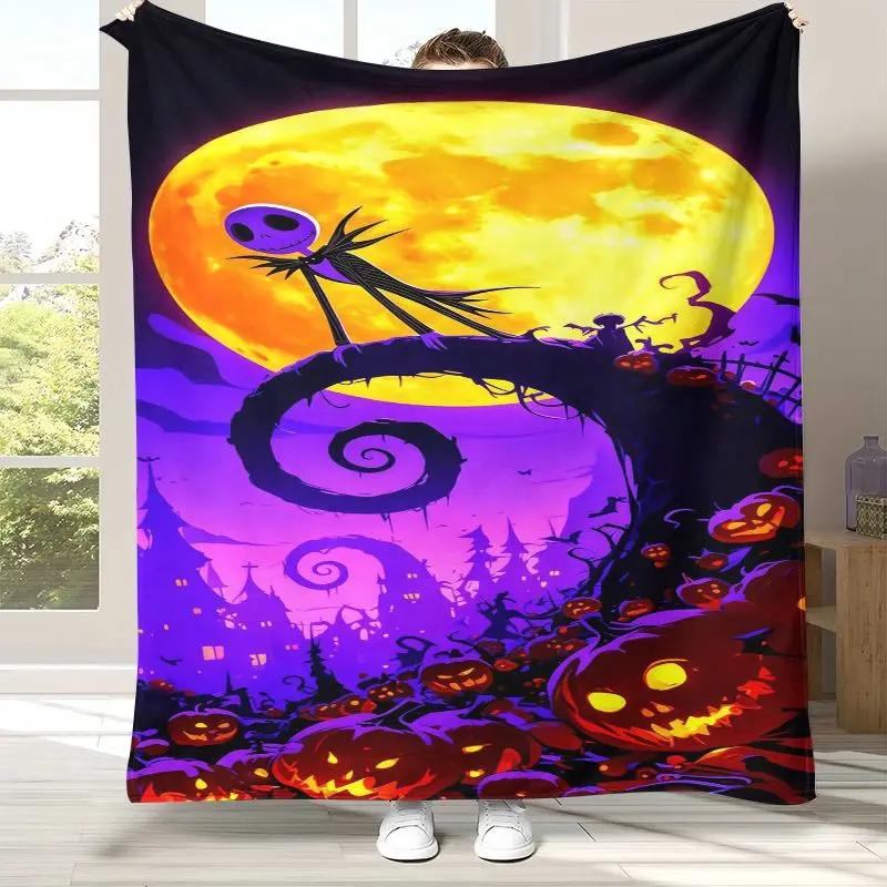 Cartoon N-Nightmare Before Christmas Jack Halloween Soft Flannel Throw Blanket,Cozy Blanket for Bed,Sofa,Living Room,Home Decor