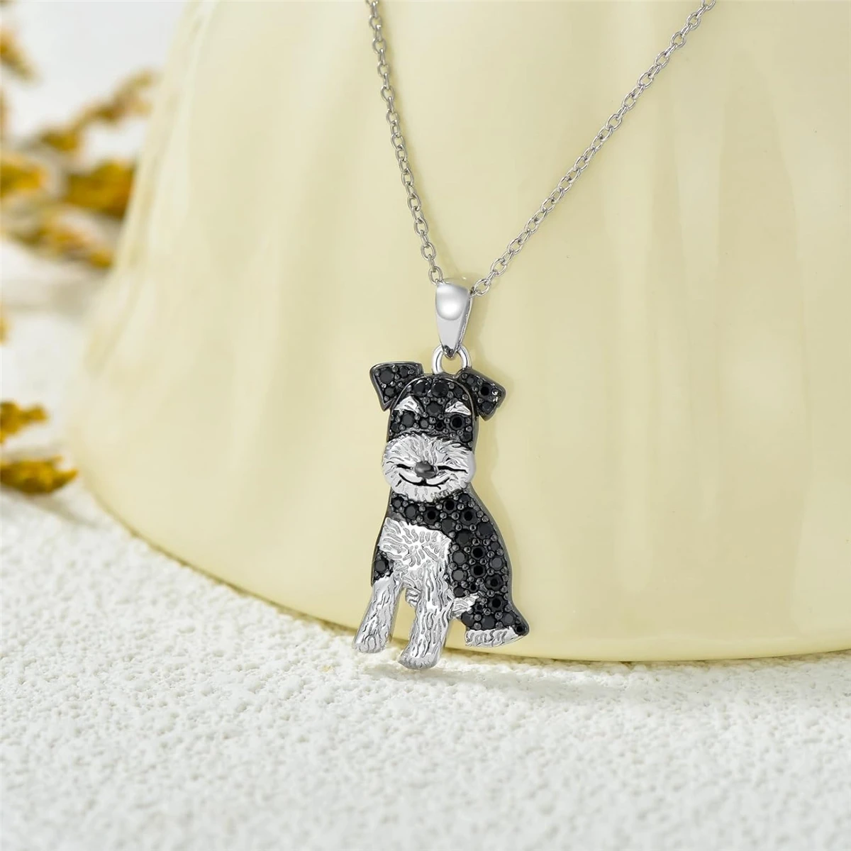 Creative Cute Schnauzer Pendant Necklace for Women Exquisite Pet Puppy Memorial Jewelry Accessories Dog Lovers Holiday Gifts