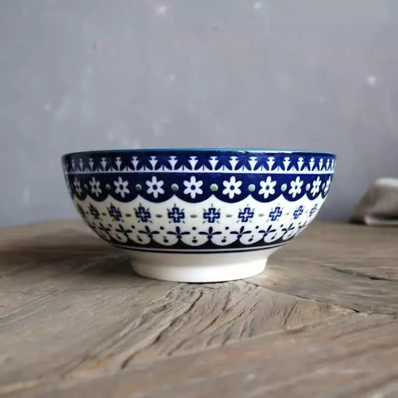 Underglaze Color Blue Knitted Small Orchid Pattern Tableware/Household Noodle Bowl