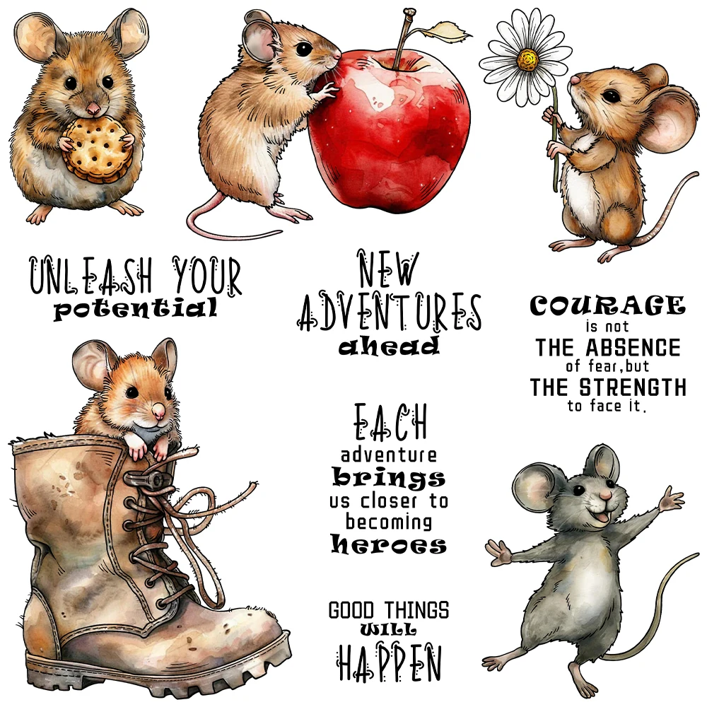 

Mangocraft Cartoon Eating Mouse Clear Stamp DIY Scrapbooking Supplies Silicone Stamp For Card Making Albums Crafts Decor