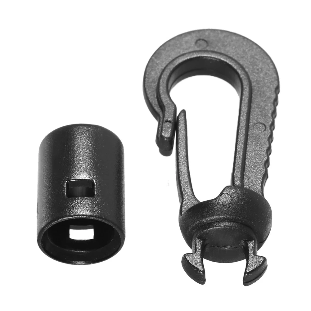 

2pcs Plastic Fishing Rigging Bungee Hooks Rowboats Supplies Canoe Buckle Accessories Kayak Boat Attachments Durable Glossy Black