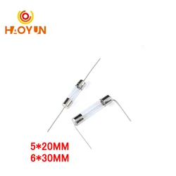 【10PCS】5*20mm Axial Glass Fuse Fast Blow 250V With Lead Wire slow-T Fast break-F 1 2 3 3.15 4 5 6.3 8 10 12 15 20A The fuse tube