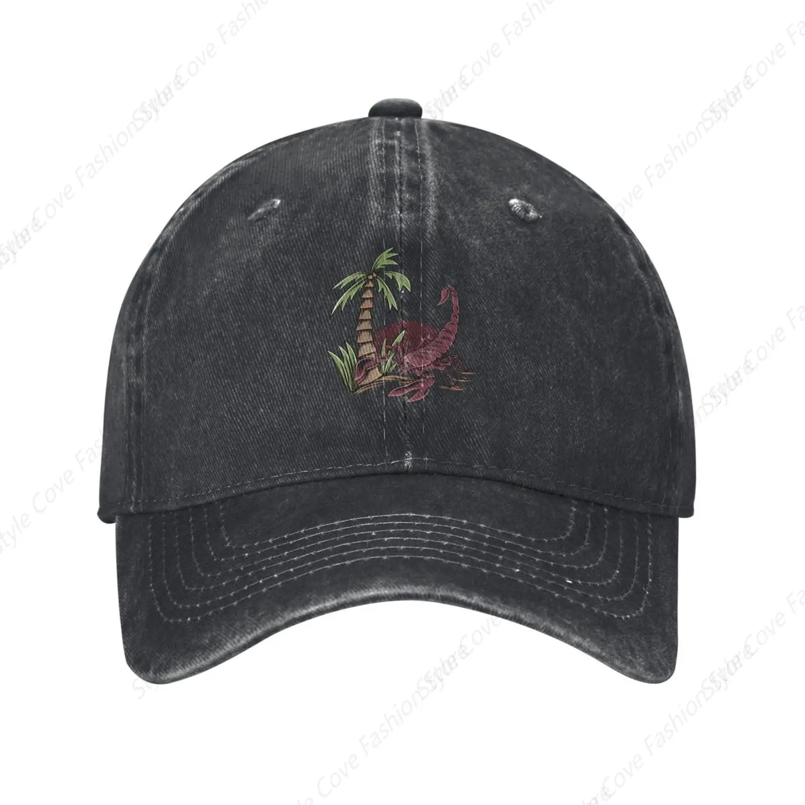 Scorpion With Palm Leaf Baseball Cap Pure Cotton Cap Men Women Baseball Cap Breathable Hat Outdoor Sports Cap Fishing Sun Hat