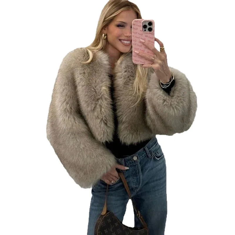 

Fur Coat Women Short Fashion Warm Jacket European and American Style Autumn Winter