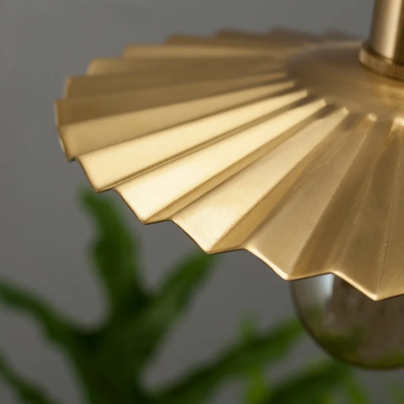 IWHD النحاس مطوي قلادة LED أضواء بار مقهى المطبخ مطعم غرفة نوم غرفة المعيشة خمر لوفت ديكور مصباح معلق الإضاءة