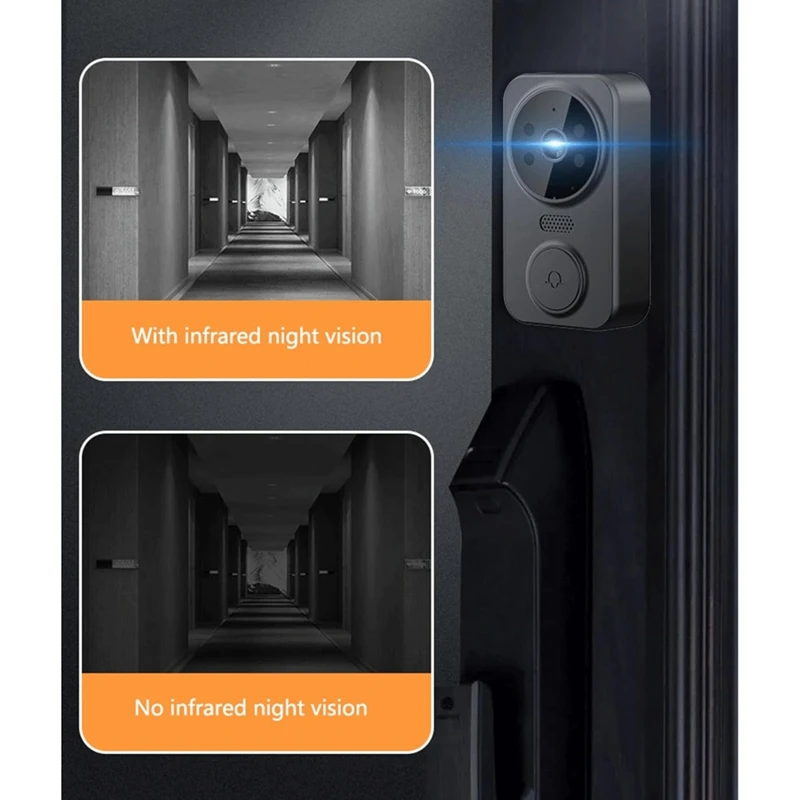 Videocitofono--Night-Camera HD-USB-C-2.4Ghz-2 vie-Voce--1080P-Lente grandangolare-Videocitofono-Per-Apartamento domestico