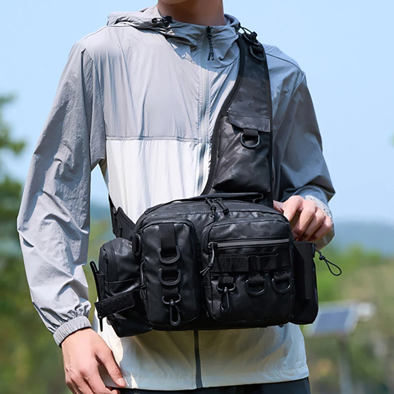 

Outdoor Hiking Tackle Bag Fishing Luya Molle Waist Bags with Rod Holder Sport Hunting Lure Backpack Men Large Camping Funny Pack