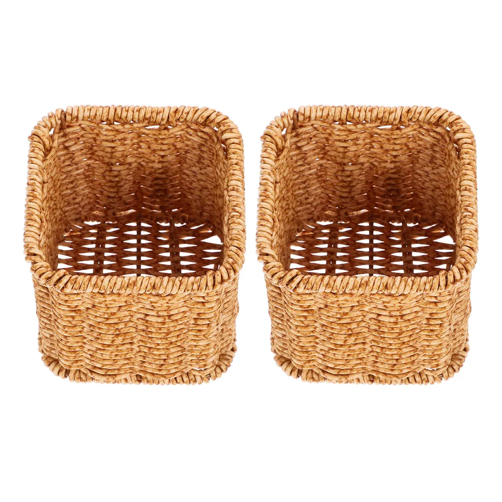 

Набор из 2 стильных органайзеров для ручек и кистей для макияжа из плетеного ротанга, для хранения канцелярских принадлежностей на рабочем столе, туалетном столике, в ванной, на кухне