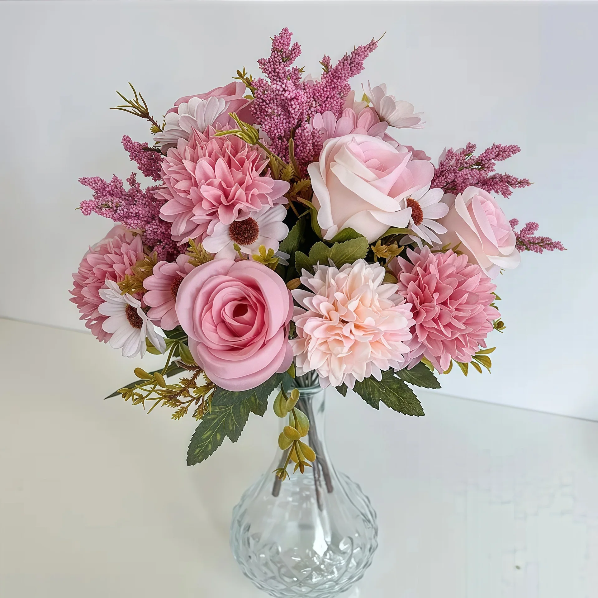 7-Forked Artificial Rose Hydrangea Handheld Flower Fillet Rose Dried Flower Silk Flower Daisy Wedding Decoration Flower Bouquet