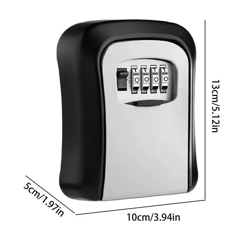 Wall Mount Key Lock Box 4 Digit Password Code Security Lock No Key for Home Office Key Safe Secret Storage Box Organizer