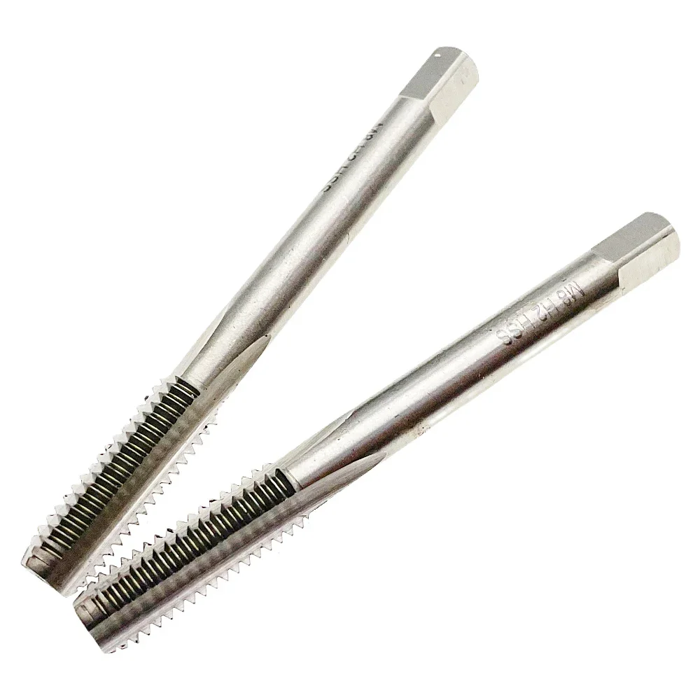 2Pcs M8 x 1.25 Tap RH M8x1.25 Tap Set Drill Tools Right Hand M8 x 1.25 Thread Tap M8x1.25 Threading Tool HSS M8 x 1.25 Hand Tool