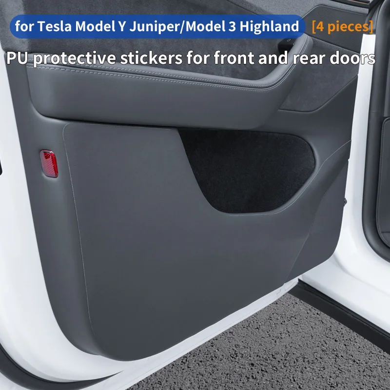 For Tesla Model Y Juniper/Model3 Highland Door Protection Pads, Front and Rear Door Panel anti Step and anti Kick Pads, 4 Pieces