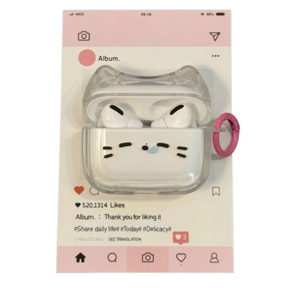 Étui pour écouteurs Anti-Fall Sleepy Cat avec porte-clés, housse anti-poussière, anti-rayures, résistant aux chocs pour Airpods 4 3 2 1/ Pro/Pro2