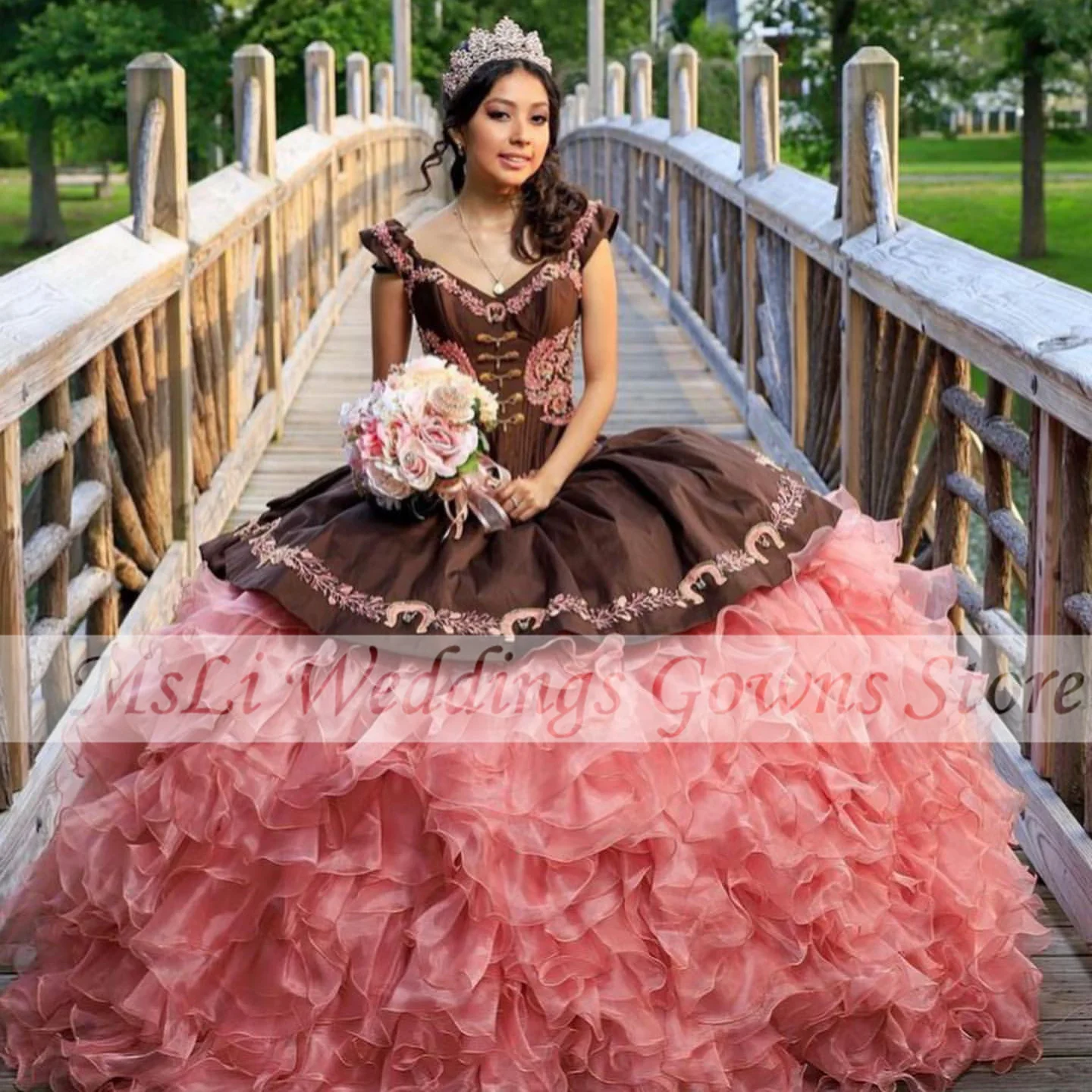 Vestidos De quinceañera para niña, Vestidos De baile con apliques De lentejuelas, volantes, escalonados, 15 Años