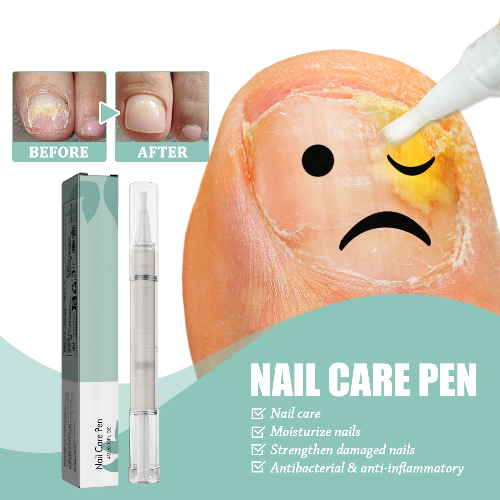 Nail Care Repair Pen, Cleansing & Brightening Nail Pen, Daily Care for Thickened Nails, Nourish & Restore Damaged Nail Surface