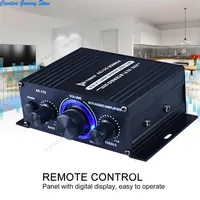AK-170 Mini HiFi Stereo Audio Amplifier Bluetooth LED 200W+200W 12V Dual Channel Power Home Car Amp with RCA Input Amplificador