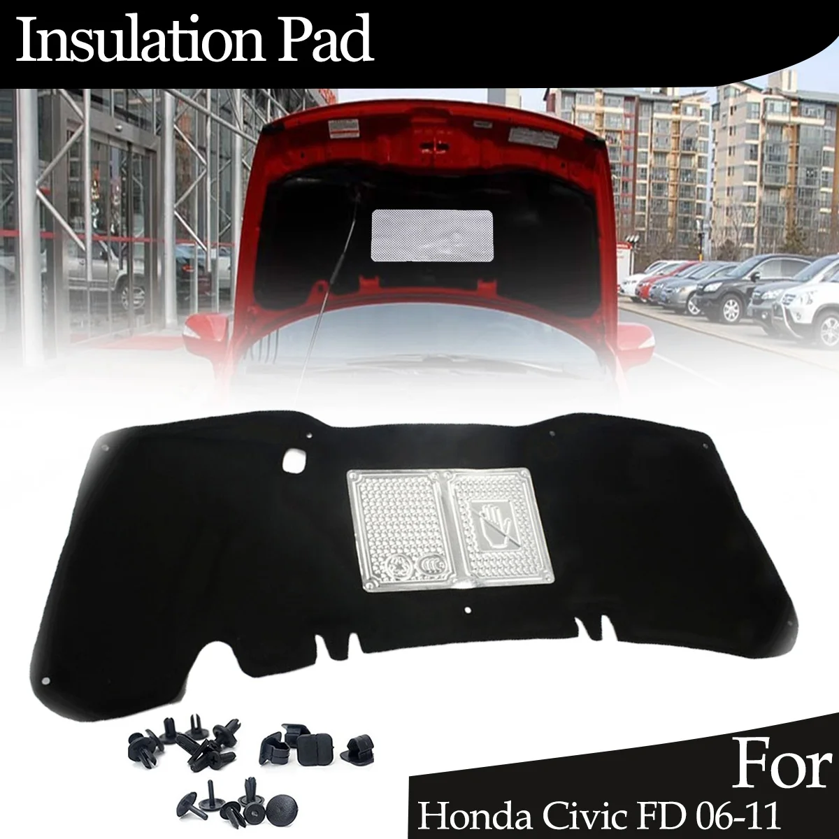 Tapis d'isolation thermique pour capot avant, couverture en mousse ignifuge pour Honda Civic FD 2006 – 2011