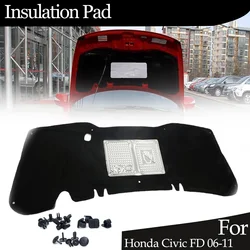Front Engine Hood Insulation Pad Sound Heat Cotton Soundproof Mat Cover Foam Fireproof for Honda Civic FD 2006-2011
