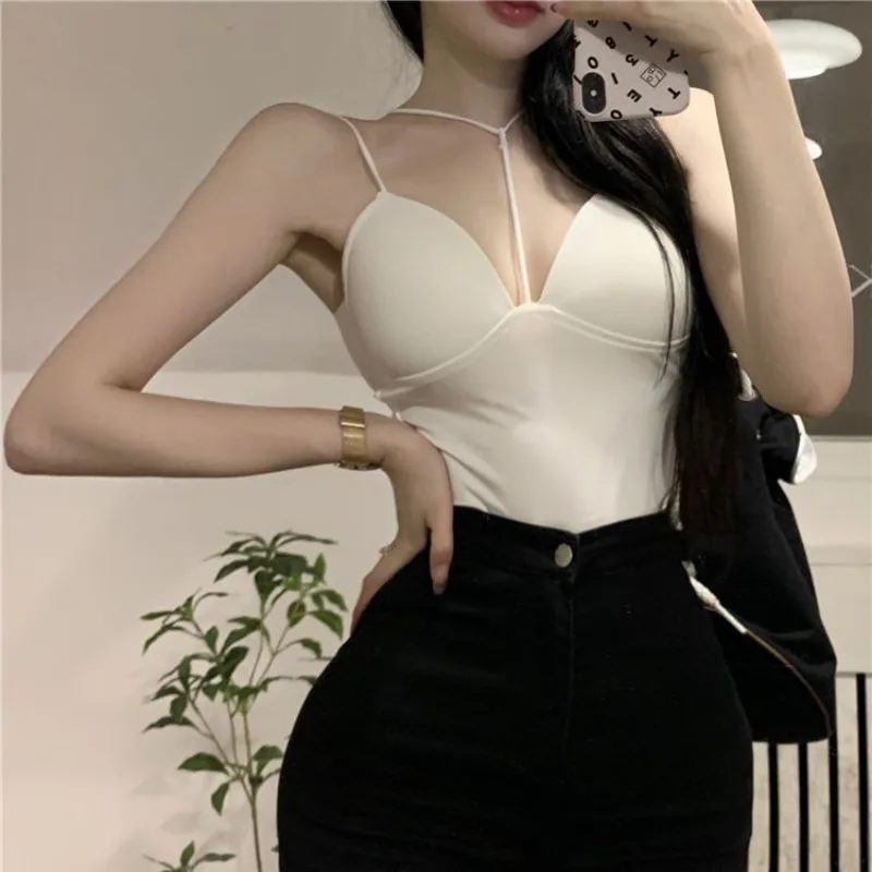 Halter Lace-up Sexy Camisole Women Summer Slim Design Hotsweet Ins Stylish Crop Tops Inner Backless Chic Pure Y2k Charming Date