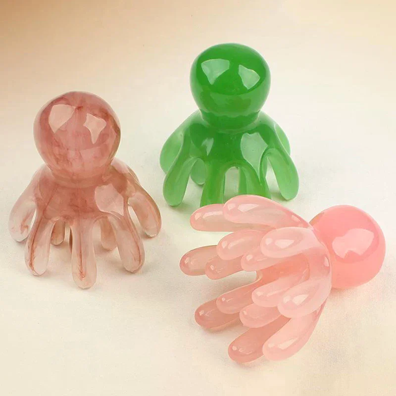 

Resin Double Row Octopus Comb Cute Head Massager Hair Care Meridian Scraping Scalp Massage Acupuncture SPA Gua Sha Massage Tool