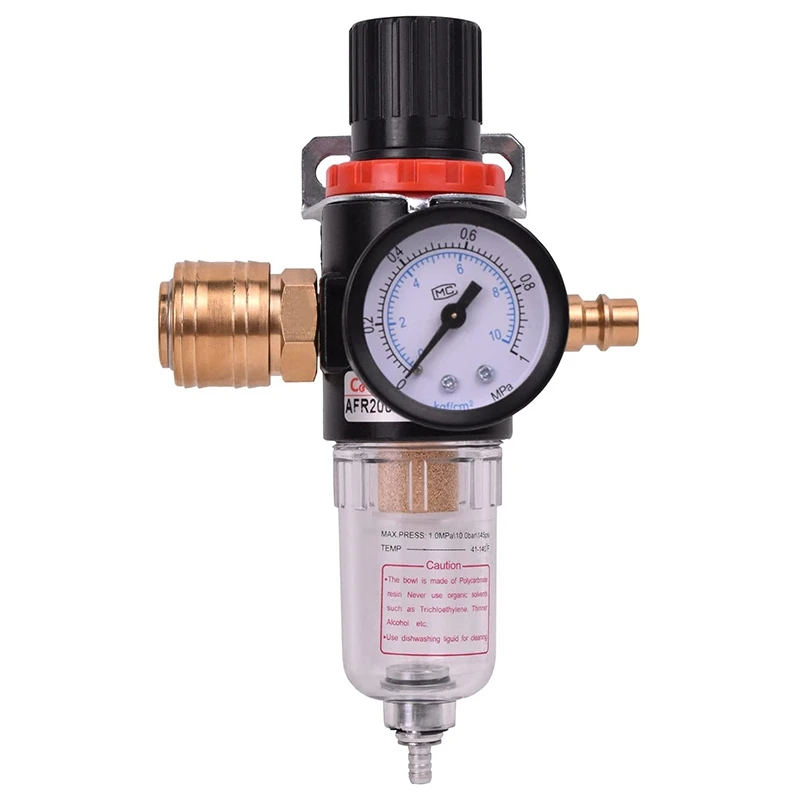 

Newcompressed Air Plug-In Pressure Reducer With Water Separator, Pressure Gauge 1/4 Inch Compressed Air Regulator