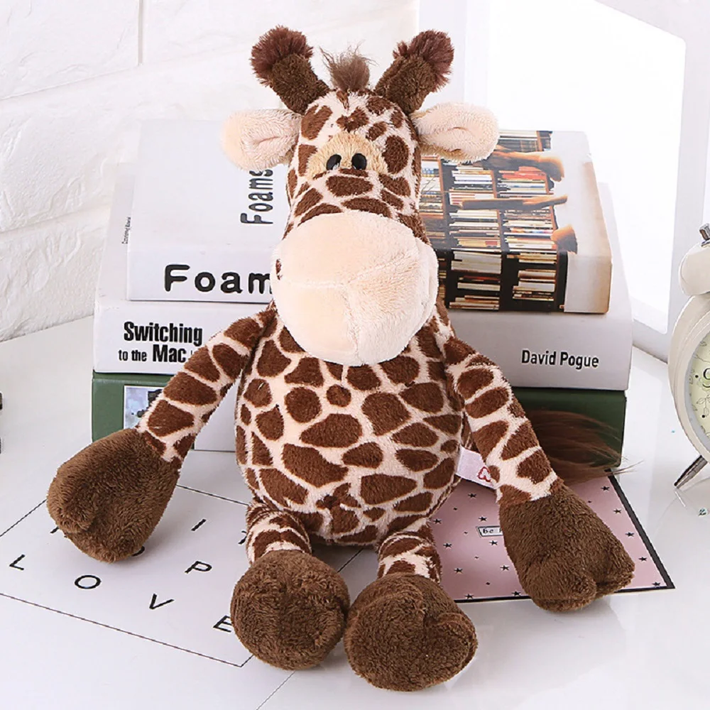 25cm Cute Jungle Animal Plush Toys Stuffed Lion Elephant Giraffe Monkey Plush Doll Toys for Kids Baby Children Birthday Gift