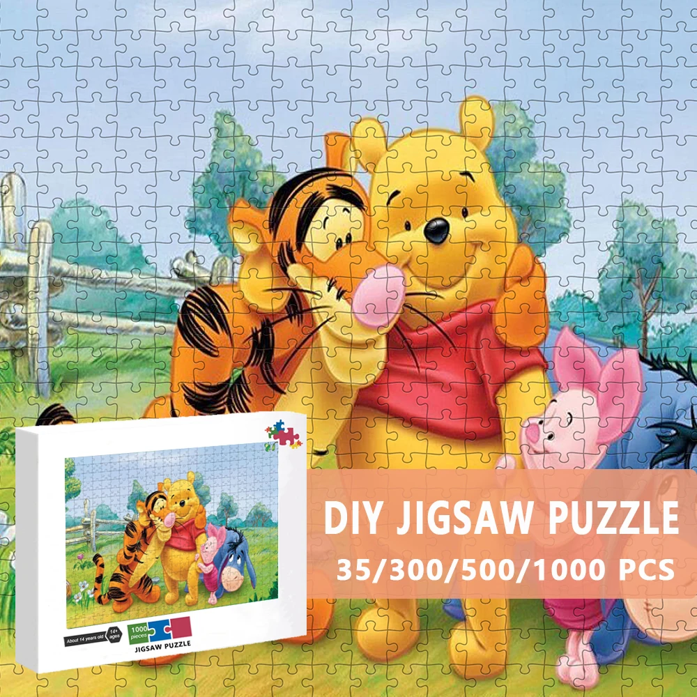 

Disney Jigsaw Puzzles Winnie The Pooh 300/500/1000 Pieces Cartoon Characters Puzzle Intellectual Decompression Toys for Girls