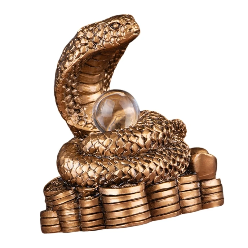 Fortune Bringing Snake Figurine Desk Access for Wealth Resins Snake Decoration