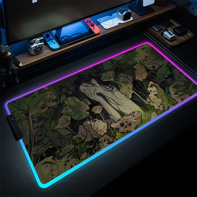 لوحة الماوس ألعاب LED ملحقات ألعاب الكمبيوتر لوحة المفاتيح J-jujutsu K-kaisen Geto المطاط حصيرة مكتبية RGB كمبيوتر محمول اليابان أنيمي ماوس