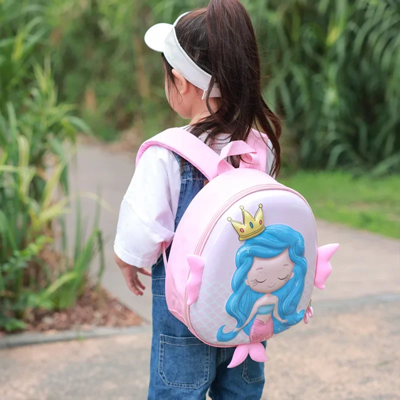 Cartoon kindergarten schoolbag new boys and girls baby 2-5 years old children cute mermaid eggshell backpack