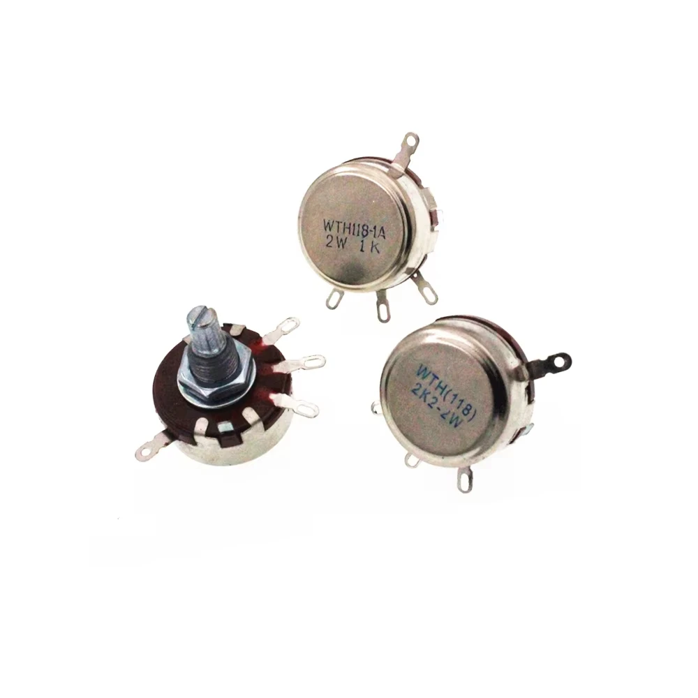 2W 1A WTH118 Potentiometer 470R 1K 2.2K 4.7K 10K 22K 47K 100K 470K 560K 1M Round Shaft Carbon Rotary Taper Potentiometer