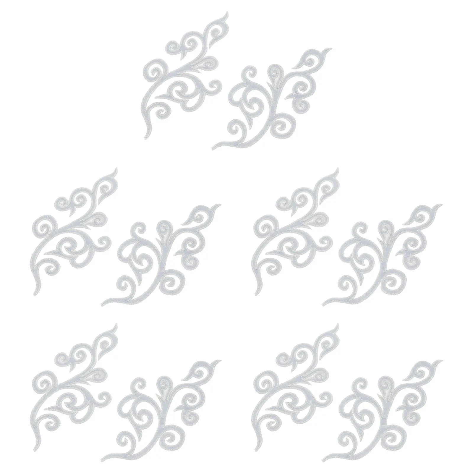5Pairs Timeless Cloud Motif Embroidered Applique Patches on Sew on for Chinese Cheongsam Western Gown Dress Shirt Shoe