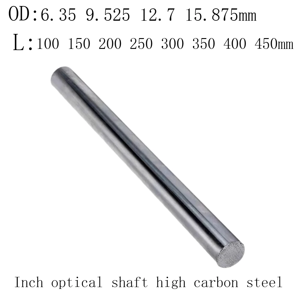 1PCS OD 6.35 9.525 12.7 15.875mm S45C Inch linear optical shaft, soft and hard shaft chrome plated light rod L100 150 200 250mm