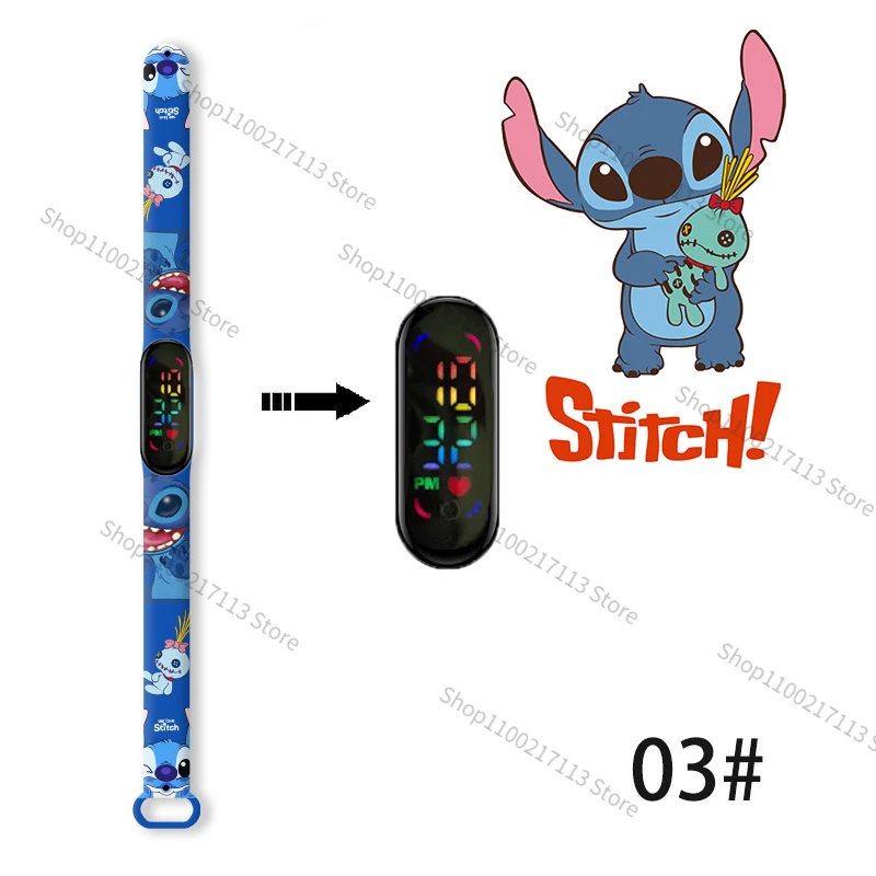 Disney Stitch children's Watches Cartoon Anime Character Luminous Bracelet Watch LED Touch Waterproof Sports kids watch gifts