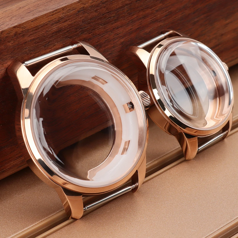 33MM/40MM Rose Gold Watch Case Transparent Back For Cocktail NH35 NH36/38 4R36 Movt High Quality Stainless Steel Replacemet Part