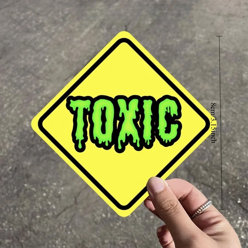 Toxic Drip Warning Sign Vinyl Decals Waterproof Stickers Fit Car Motorcycle Helmet Laptop Bike Personalized Vehicle Decor