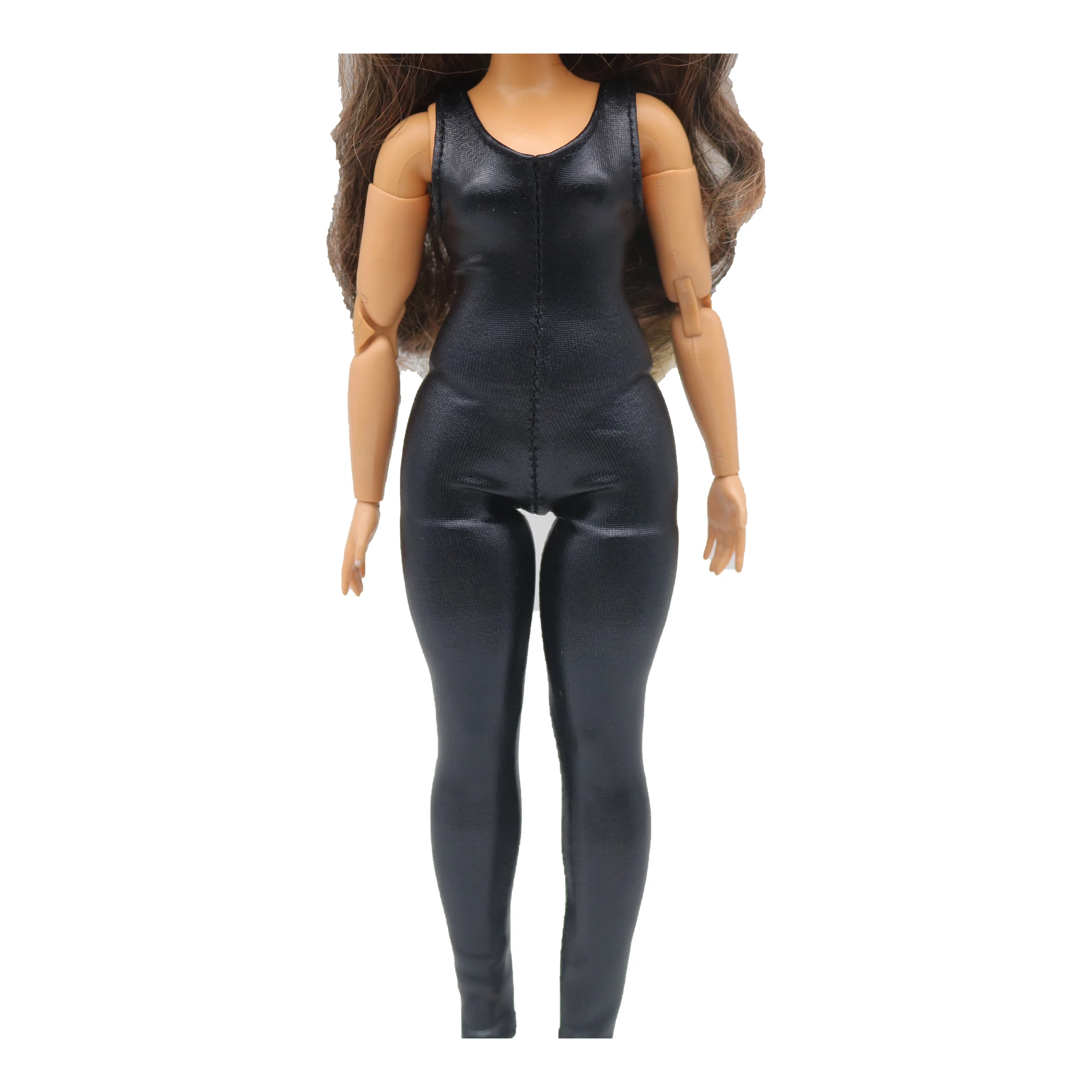 New 30cm 1/6 Doll Faux-leather skinny stretch-shine jumpsuit Daily Wear Accessories Clothes for Barbies doll