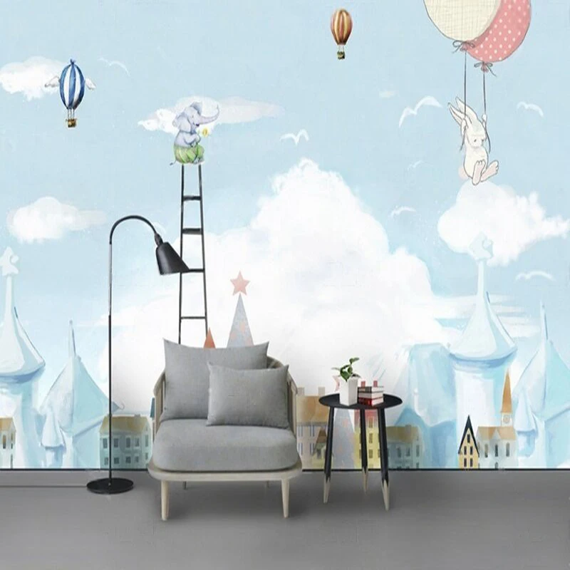 

Cute colorful house cartoon children's room decorative wall customization luxury home decoration bedroom background wall