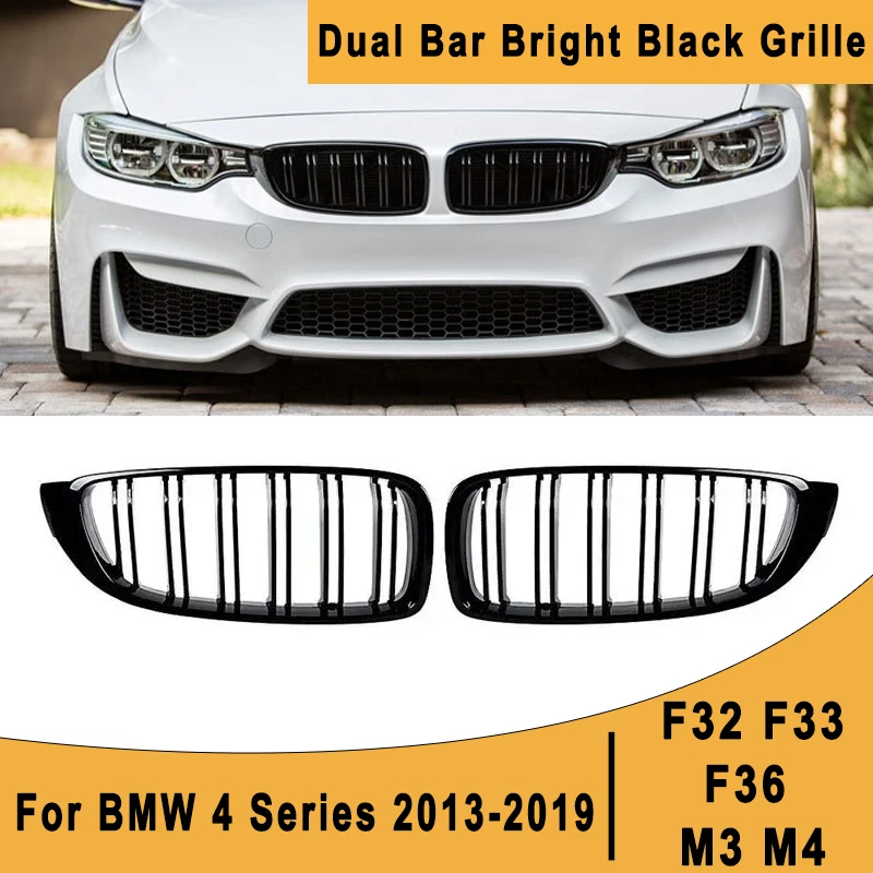 

Dual Bar Racing Grills for BMW 4 Series 32 F33 F36 M3 M4 2013-2019 -Car Front Grille Upgrade Modification Accessories