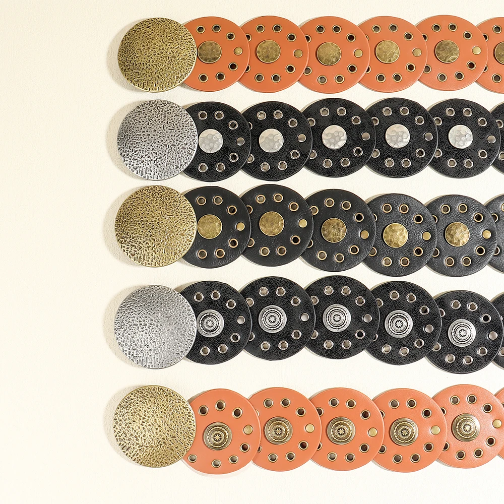 Retro Punk Exagerado Cinto PU para Senhoras, Decorado com Wafer, Splicing, Personalidade, Moda