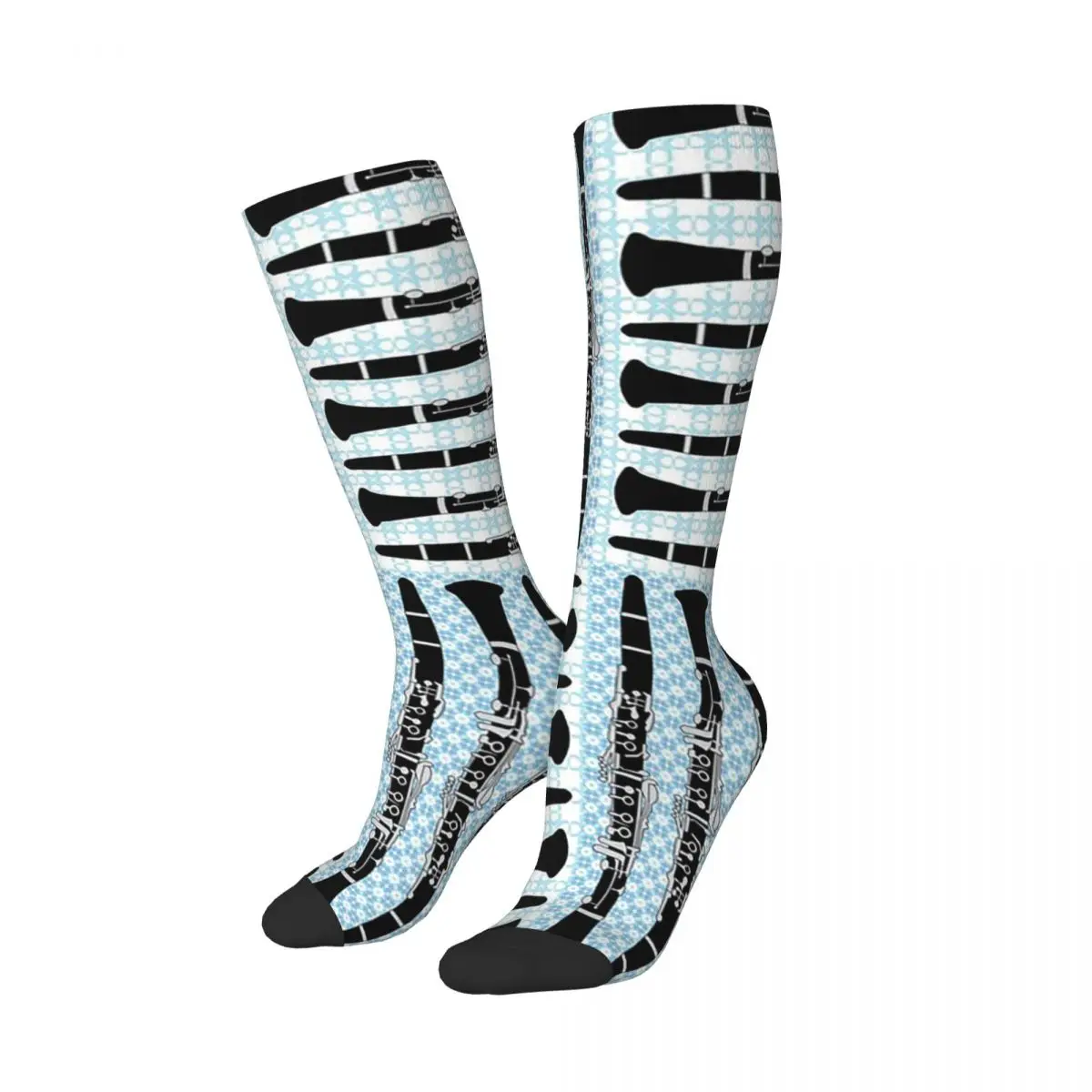 Clarinet Crosshatch Pattern Socks Harajuku Stockings All Season Long Socks Accessories for Man Woman Gifts