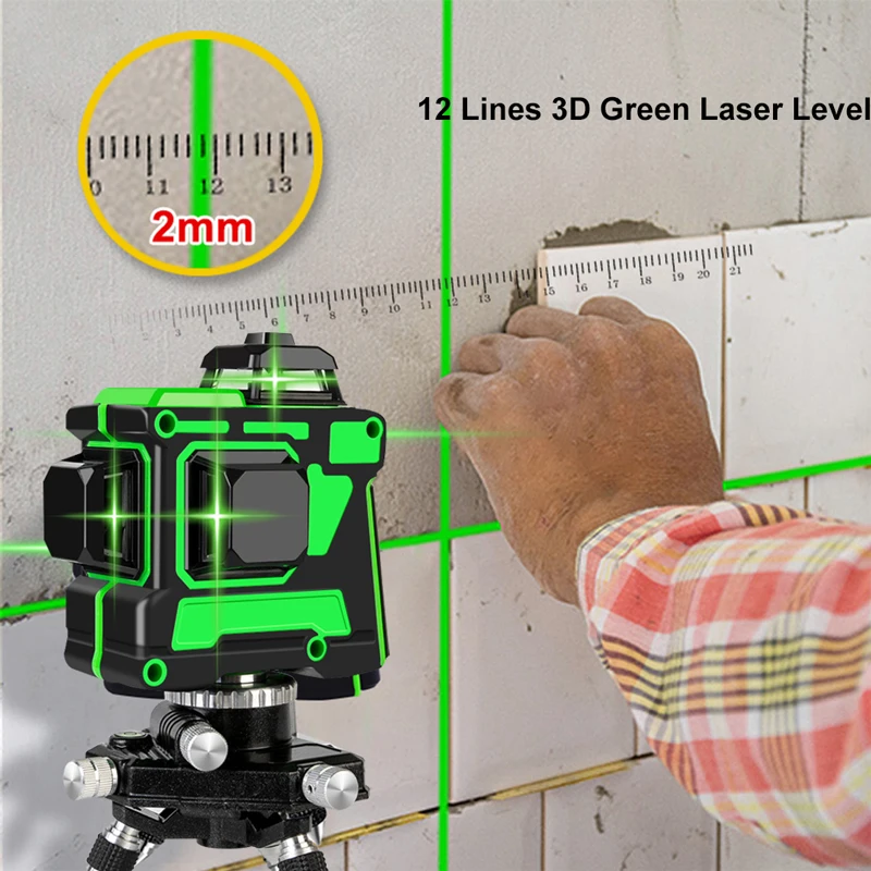 Imagem -02 - Auto-nivelamento Nível Laser Verde Horizontal e Vertical Cruz Super Poderoso Raio Laser 360 Graus 4d 3d 16 12 Linhas